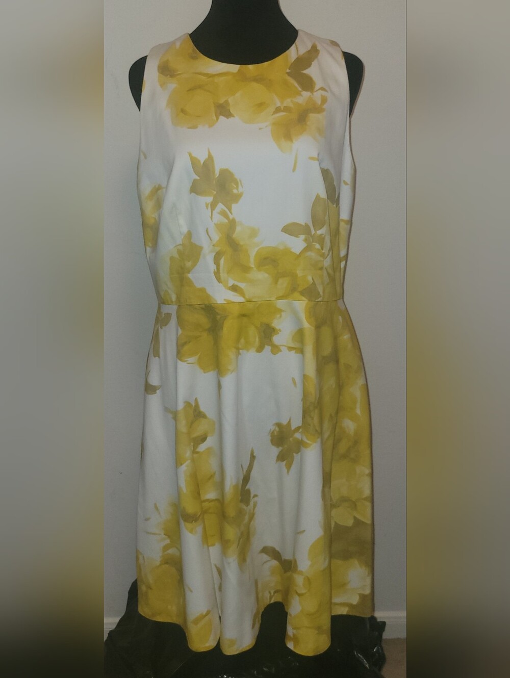 Donna Morgan White Dress with Yellow Floral Watercolor Print